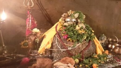 A huge crowd of devotees gathered at Kalpeshwar Mahadev Dham, the only temple among the Panch Kedars that remains open throughout the year